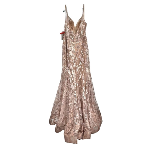 Mac Duggal Women's Plunging Neck Embroidered Gown Dress Size 14 NWT - Picture 8 of 12